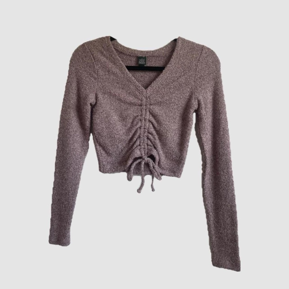 Purple Knit Cropped Sweater